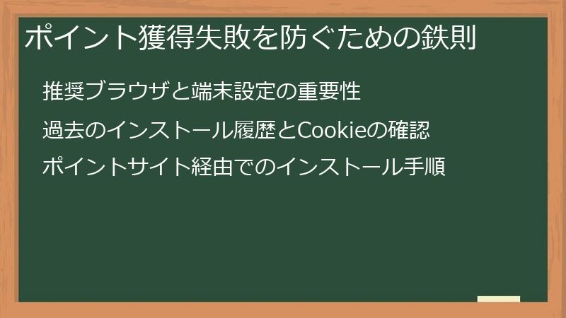 ポイント獲得失敗を防ぐための鉄則
