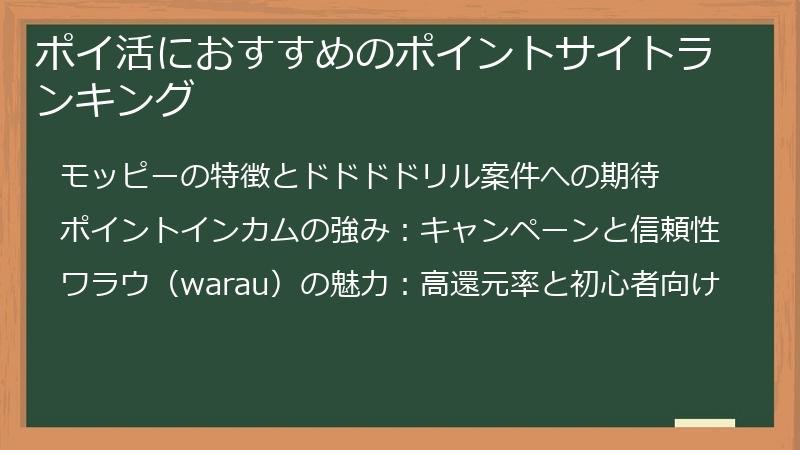 ポイ活におすすめのポイントサイトランキング