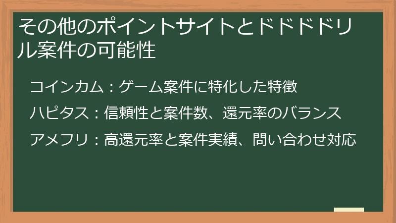その他のポイントサイトとドドドドリル案件の可能性
