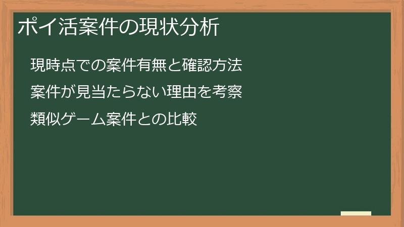 ポイ活案件の現状分析
