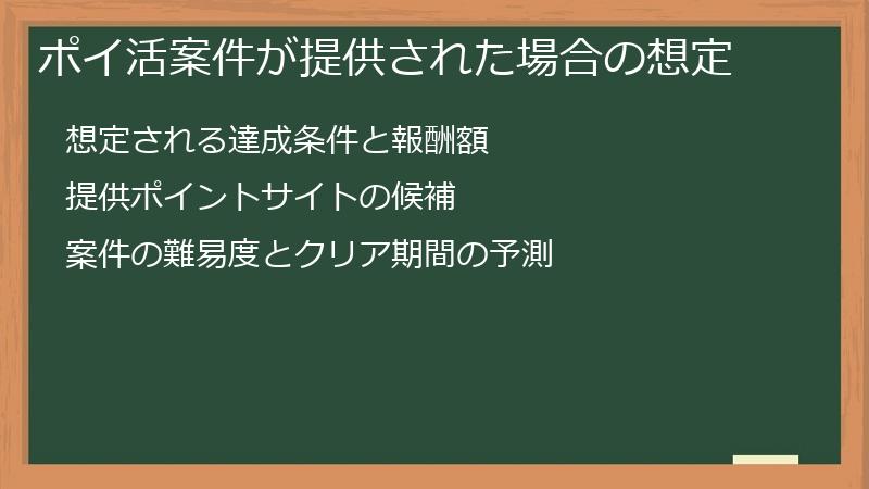 ポイ活案件が提供された場合の想定