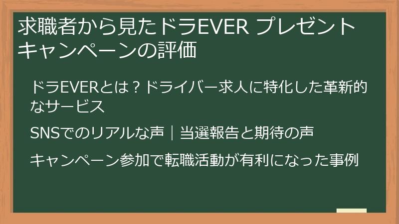 求職者から見たドラEVER プレゼントキャンペーンの評価