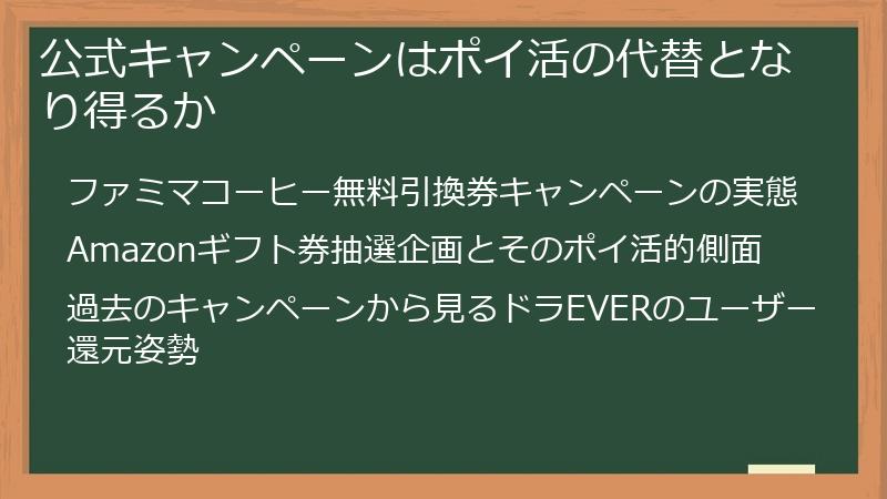 公式キャンペーンはポイ活の代替となり得るか