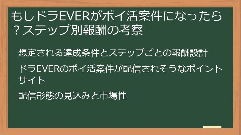 もしドラEVERがポイ活案件になったら？ステップ別報酬の考察