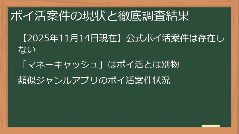 ポイ活案件の現状と徹底調査結果