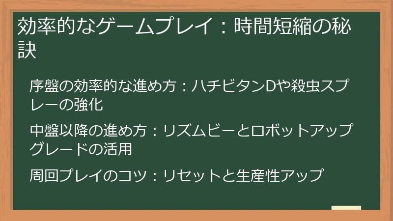 効率的なゲームプレイ：時間短縮の秘訣