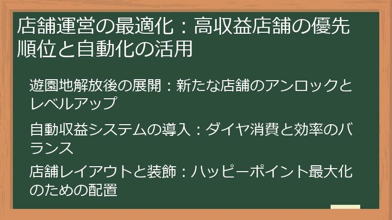 店舗運営の最適化：高収益店舗の優先順位と自動化の活用