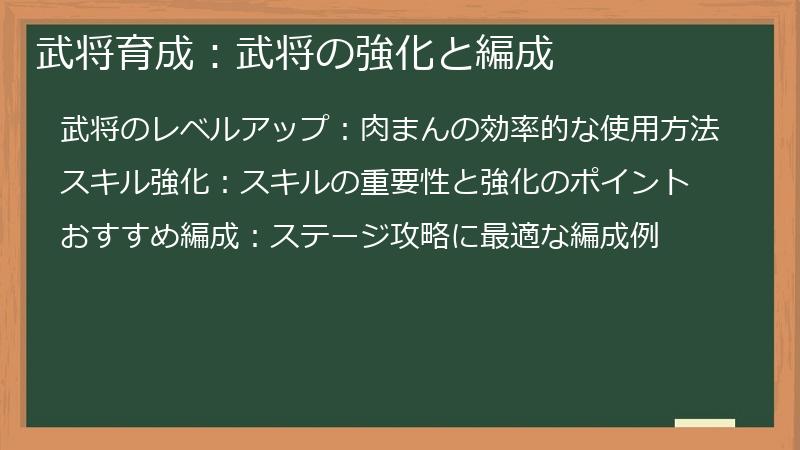 武将育成：武将の強化と編成