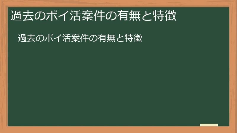 過去のポイ活案件の有無と特徴