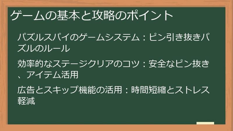 ゲームの基本と攻略のポイント