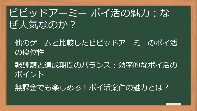 ビビッドアーミー ポイ活の魅力：なぜ人気なのか？
