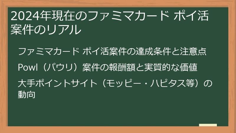 2024年現在のファミマカード ポイ活案件のリアル