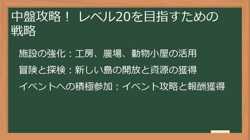 中盤攻略！ レベル20を目指すための戦略