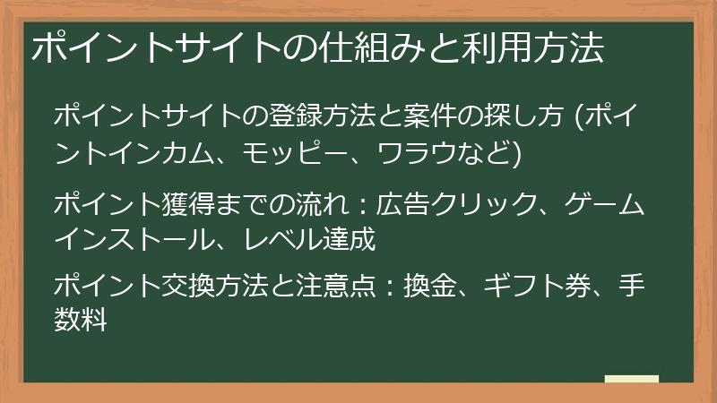 ポイントサイトの仕組みと利用方法