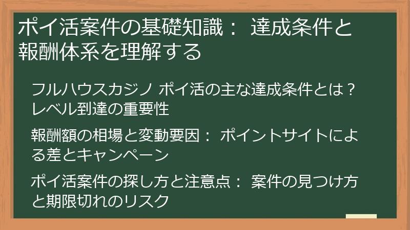 ポイ活案件の基礎知識： 達成条件と報酬体系を理解する