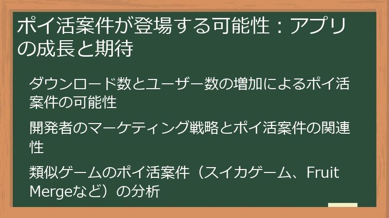 ポイ活案件が登場する可能性：アプリの成長と期待