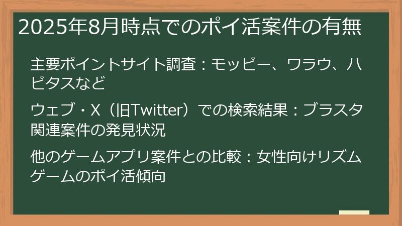 2025年8月時点でのポイ活案件の有無