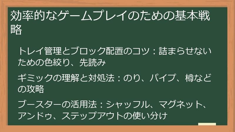効率的なゲームプレイのための基本戦略
