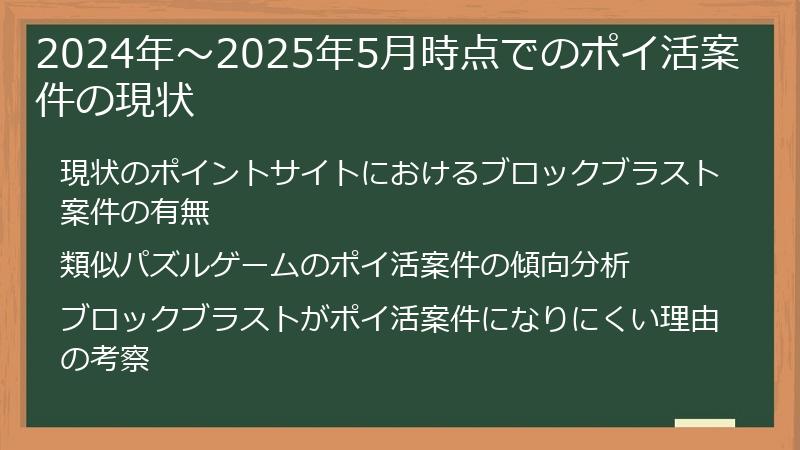 2024年〜2025年5月時点でのポイ活案件の現状