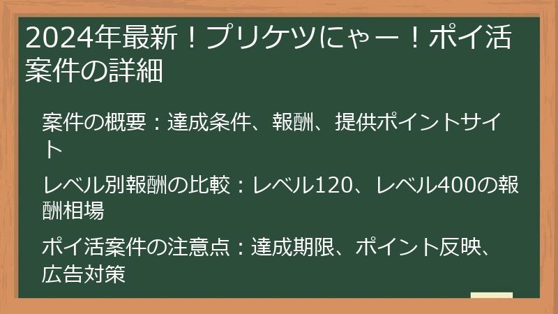 2024年最新！プリケツにゃー！ポイ活案件の詳細