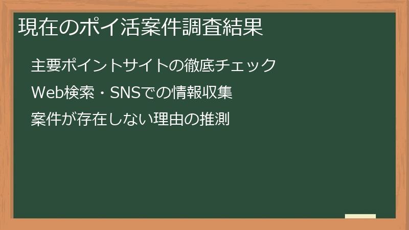 現在のポイ活案件調査結果