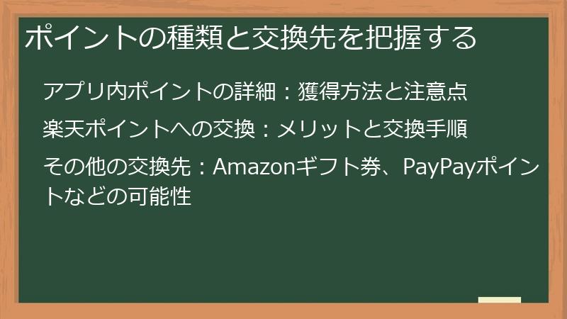 ポイントの種類と交換先を把握する