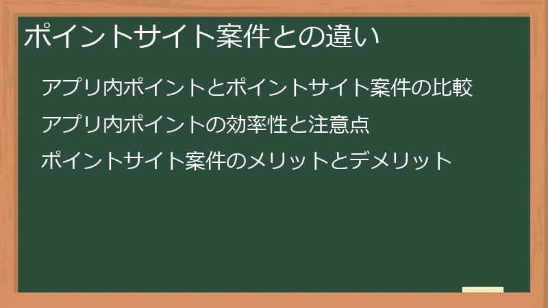ポイントサイト案件との違い