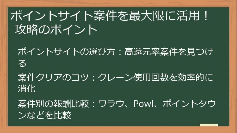 ポイントサイト案件を最大限に活用！ 攻略のポイント