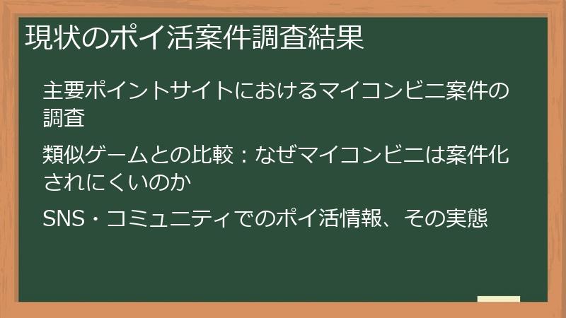 現状のポイ活案件調査結果