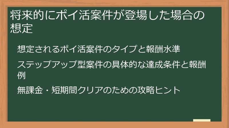 将来的にポイ活案件が登場した場合の想定