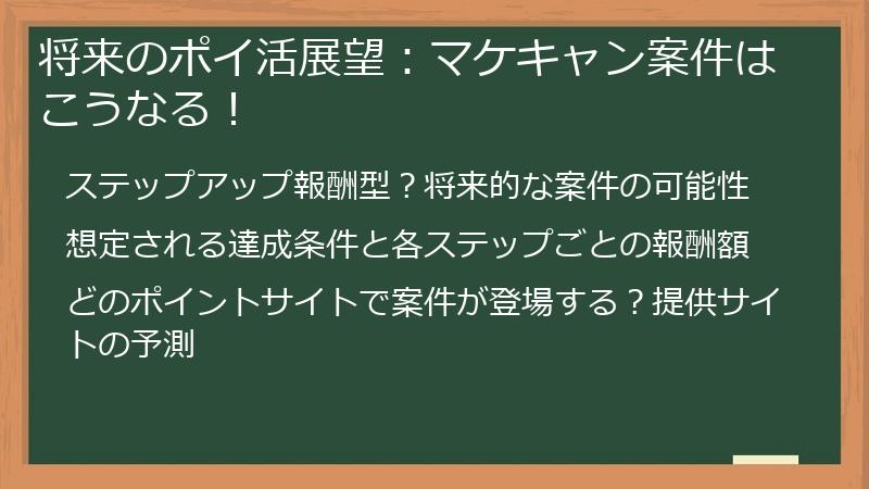 将来のポイ活展望：マケキャン案件はこうなる！