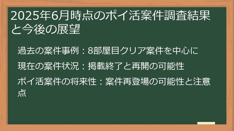 2025年6月時点のポイ活案件調査結果と今後の展望