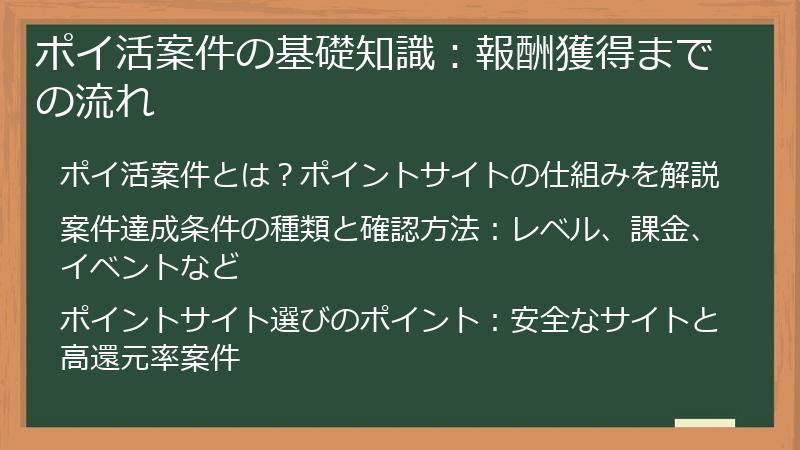 ポイ活案件の基礎知識：報酬獲得までの流れ