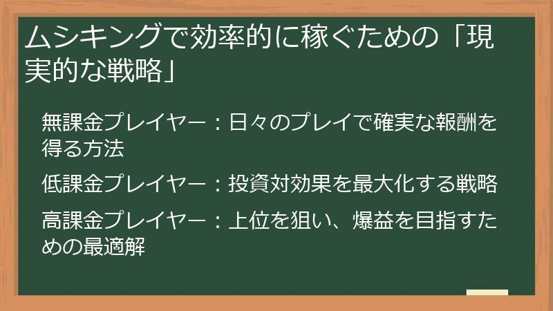 ムシキングで効率的に稼ぐための「現実的な戦略」