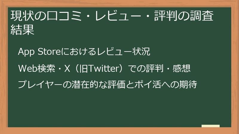 現状の口コミ・レビュー・評判の調査結果