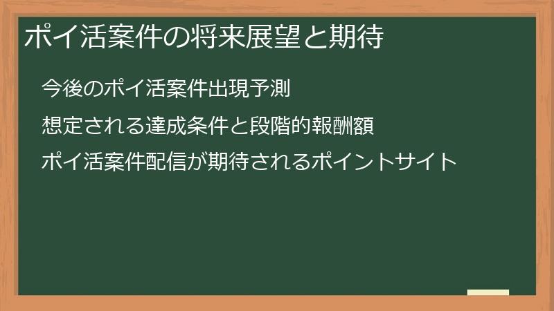 ポイ活案件の将来展望と期待