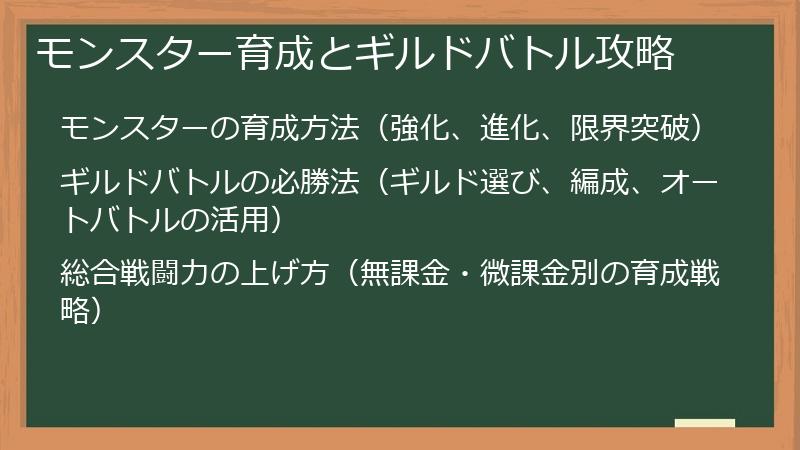 モンスター育成とギルドバトル攻略