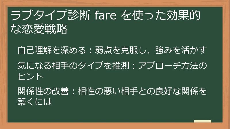 ラブタイプ診断 fare を使った効果的な恋愛戦略