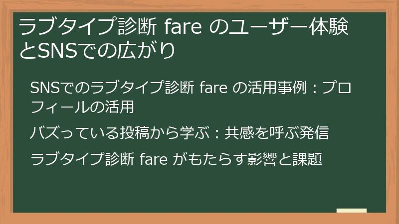 ラブタイプ診断 fare のユーザー体験とSNSでの広がり