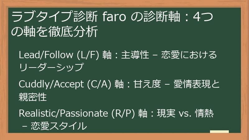 ラブタイプ診断 faro の診断軸：4つの軸を徹底分析