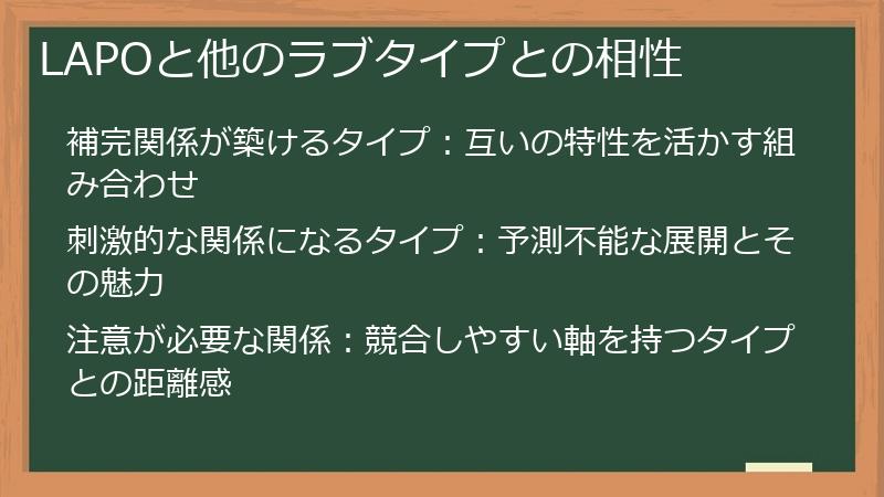 LAPOと他のラブタイプとの相性
