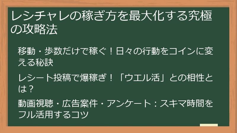 レシチャレの稼ぎ方を最大化する究極の攻略法