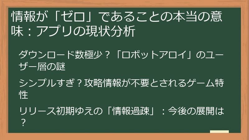 情報が「ゼロ」であることの本当の意味：アプリの現状分析