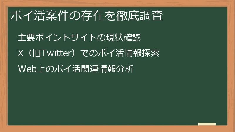 ポイ活案件の存在を徹底調査
