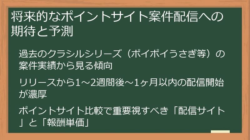 将来的なポイントサイト案件配信への期待と予測