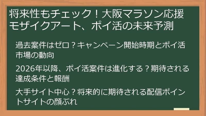 将来性もチェック！大阪マラソン応援モザイクアート、ポイ活の未来予測