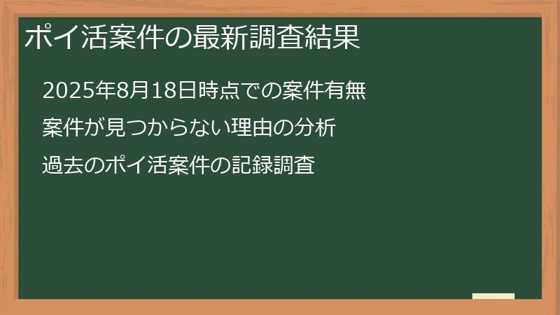 ポイ活案件の最新調査結果