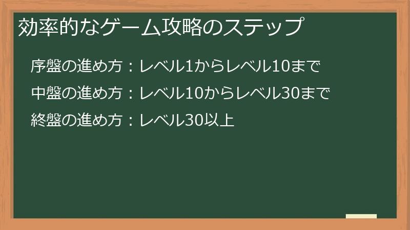 効率的なゲーム攻略のステップ