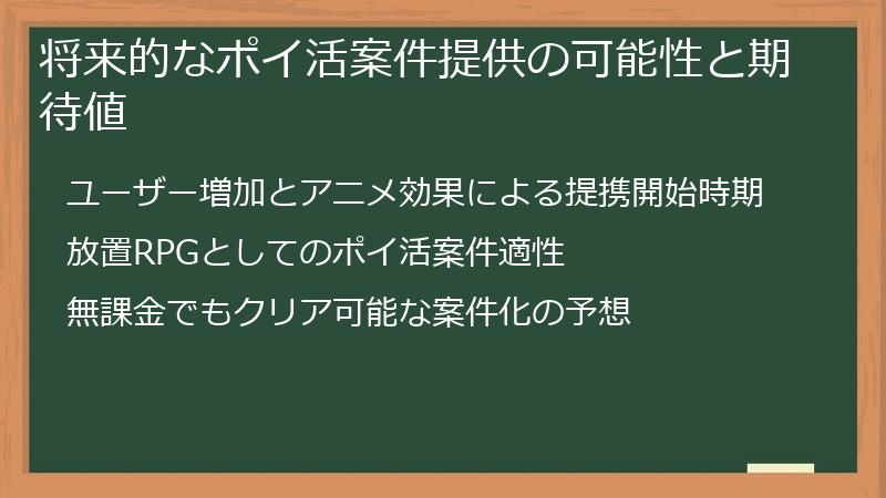 将来的なポイ活案件提供の可能性と期待値