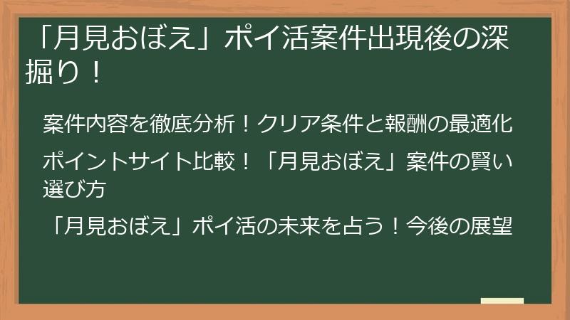「月見おぼえ」ポイ活案件出現後の深掘り！